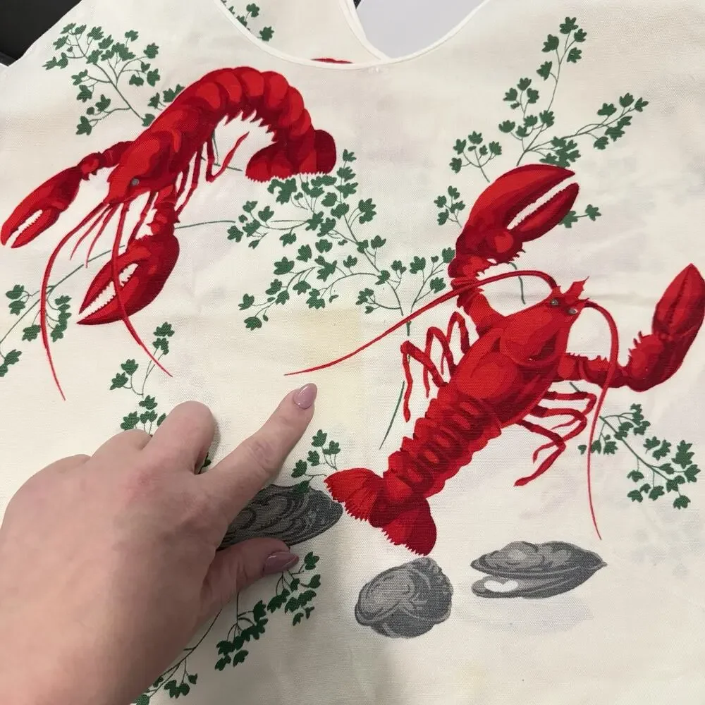 Vintage 1950's Wilendur Lobster & Clam Cotton Lobster Bids Set Of 4